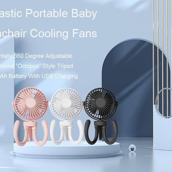 USB Handheld Fan with Flexible Tripod - Personal Portable Fan for Stroller, Car Seat, Desk - Rechargeable and 360° Rotatable - Black- Protection Usb Protection 5