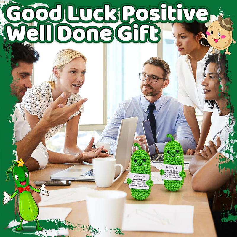 Emotional Support Pickle, Weird Good Luck Cute Romantic Funny Gifts for Women, Positive Pickle Graduation Gifts for Her Him, Pocket Hug Worry Doll with Positive Affirmation Cards 2