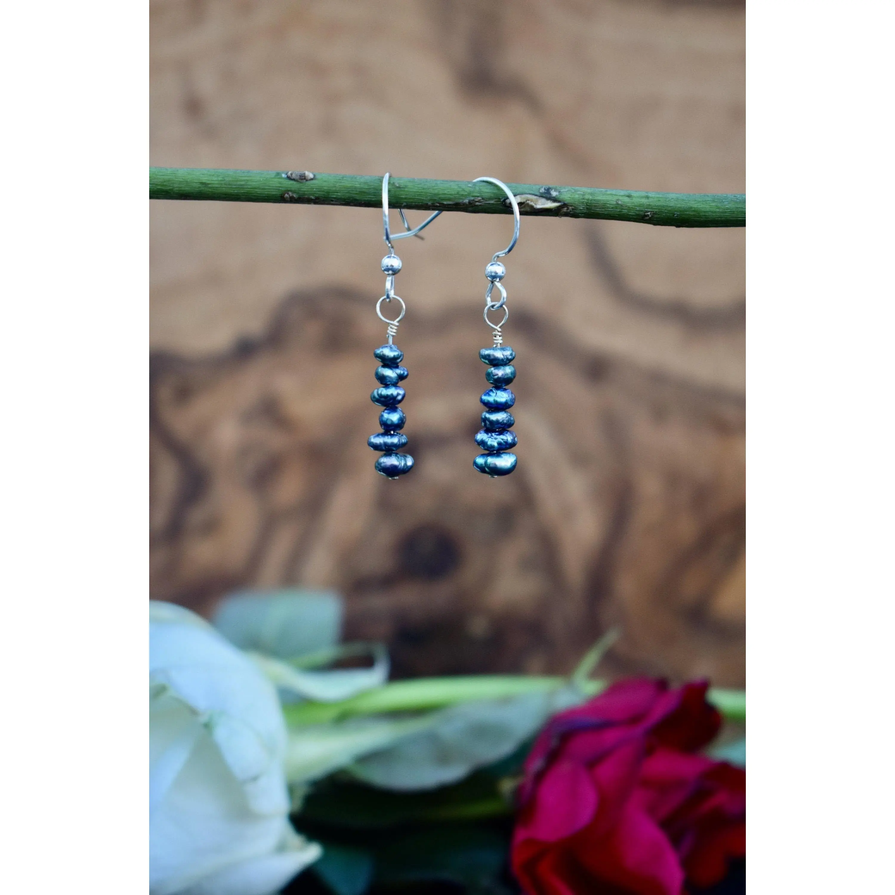 Black Keshi Pearl Drop Earrings