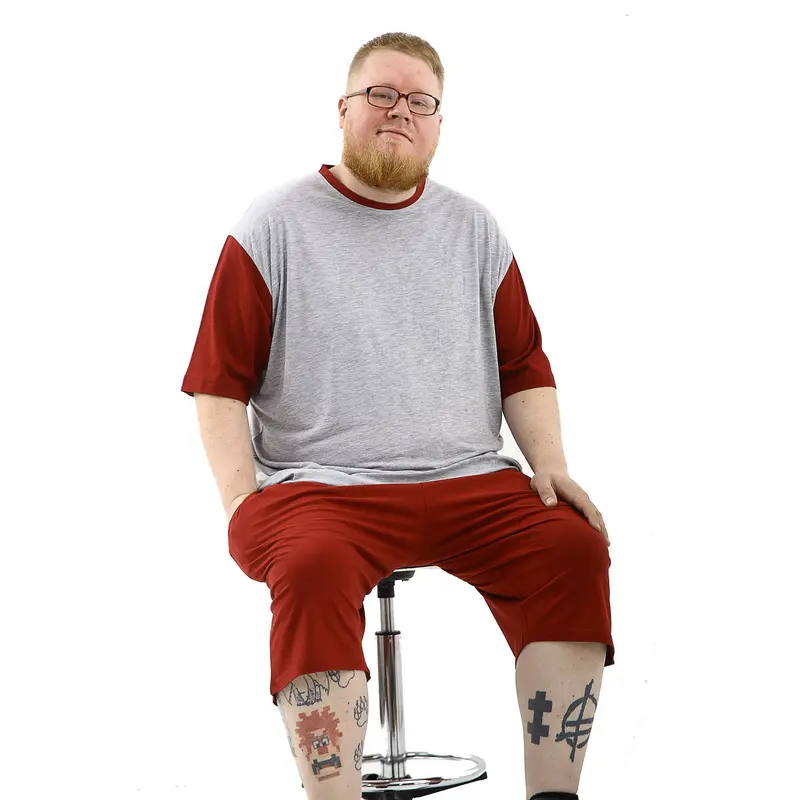 Big Size Pyjama Set Big & Tall Plus Size 'Burgundy/Grey' 2XL 3XL 4XL 5XL 6XL 7XL 8XL 2