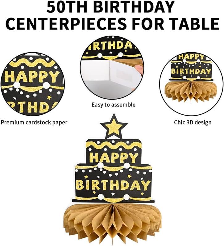 9Pcs 70th Happy Birthday Centerpieces, Black and Gold Happy Birthday Decorations, Happy Birthday Table Toppers for Men and Women, 70 Years Birthday Party Supplies (70 Years) Glass Sticker 4