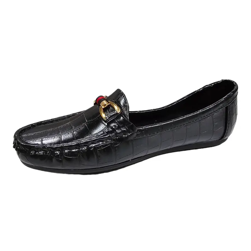 ladies black croc design kelsi comfort shoes,complete with cushioned insole for everyday comfort 2