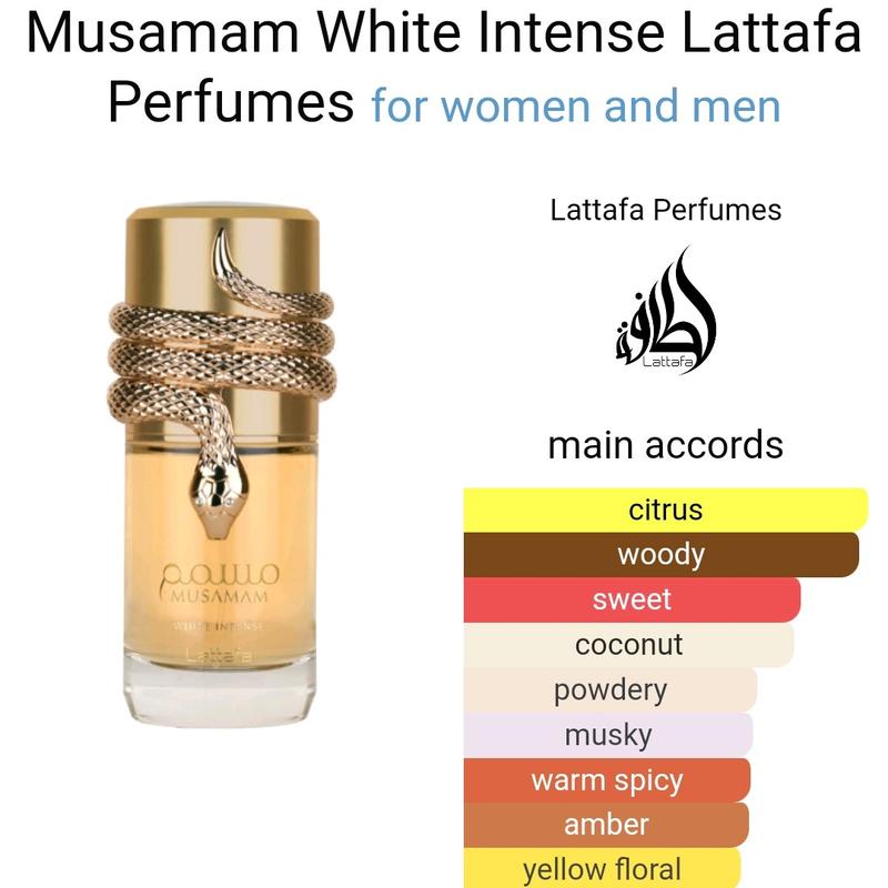 Musamam White Intense by Lattafa 100mls Eau de Parfum citrus coconut amber musk unisex perfume 5