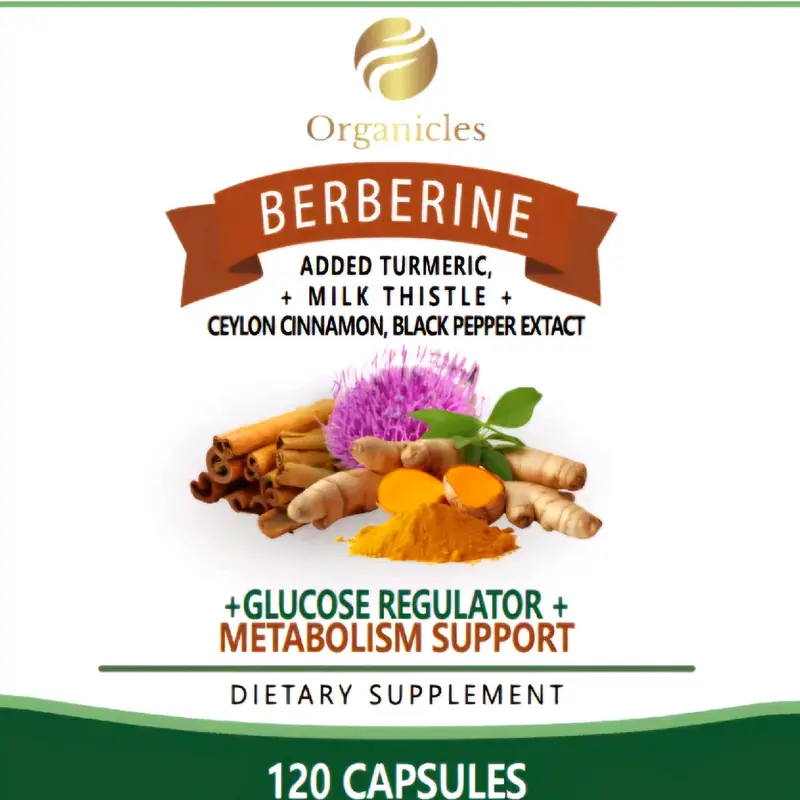 Berberine 1500mg High Strength with added Turmeric, Ceylon Cinnamon, Milk Thistle and Black pepper extract - 120 Vegan Capsules Dietary Supplement 5