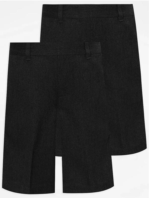 Pack of 2 Boys School Shorts Half Elastic Waist Solid Colours Charcoal, Grey, Navy, Black 4