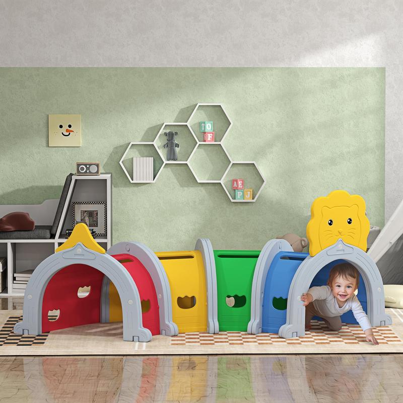 AIYAPLAY Kids Tunnel, Play Tunnel for Kids 3-6 Years Crawl and Climb, Lion Design Toddler Baby Tunnel, Kids Playground for Indoor Outdoor, Multicoloured 0