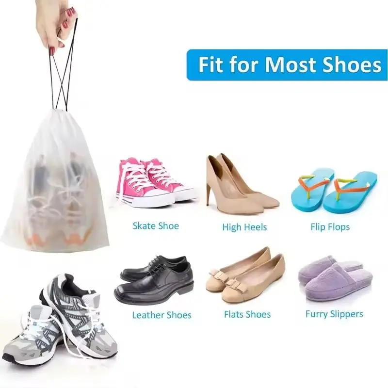 10PCS Portable Shoe Storage Drawstring Eco Storage Bag for Sundries Travel Makeup Bag Waterproof Transparent Plastic Storage Bag 3