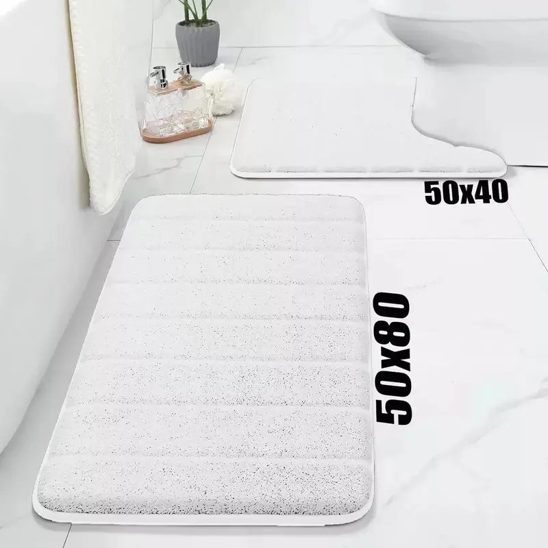 Non Slip Bath Mat Velvet Memory Foam Extra Large Bathroom Rug Water Absorbent Toilet Pedestal Mats Light 5
