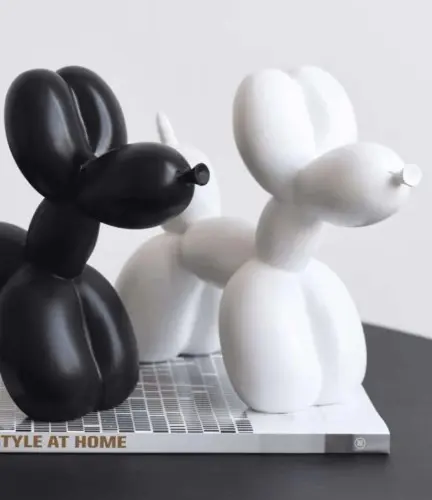 "1pc Handmade Resin Balloon Dog Statue Ornament | Cute White Animal Sculpture for Home Decoration | Perfect for Valentine's Day & Birthday Gifts" Minimalist Minimalist 7