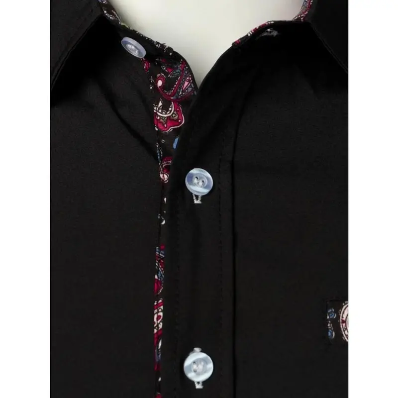 Men's Slim Paisley Print Button Front Shirt, Comfy Long Sleeve Tops for All Seasons, Casual Fashion Comfy Top for Men 7