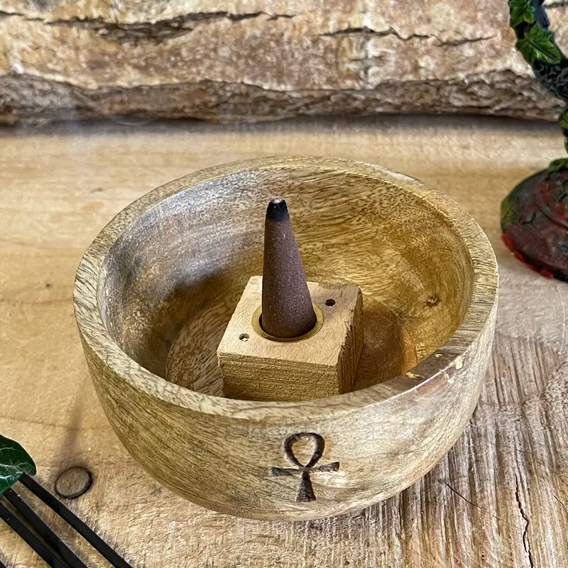 Small Ritual Bowl Incense Cone Holder Ankh 1