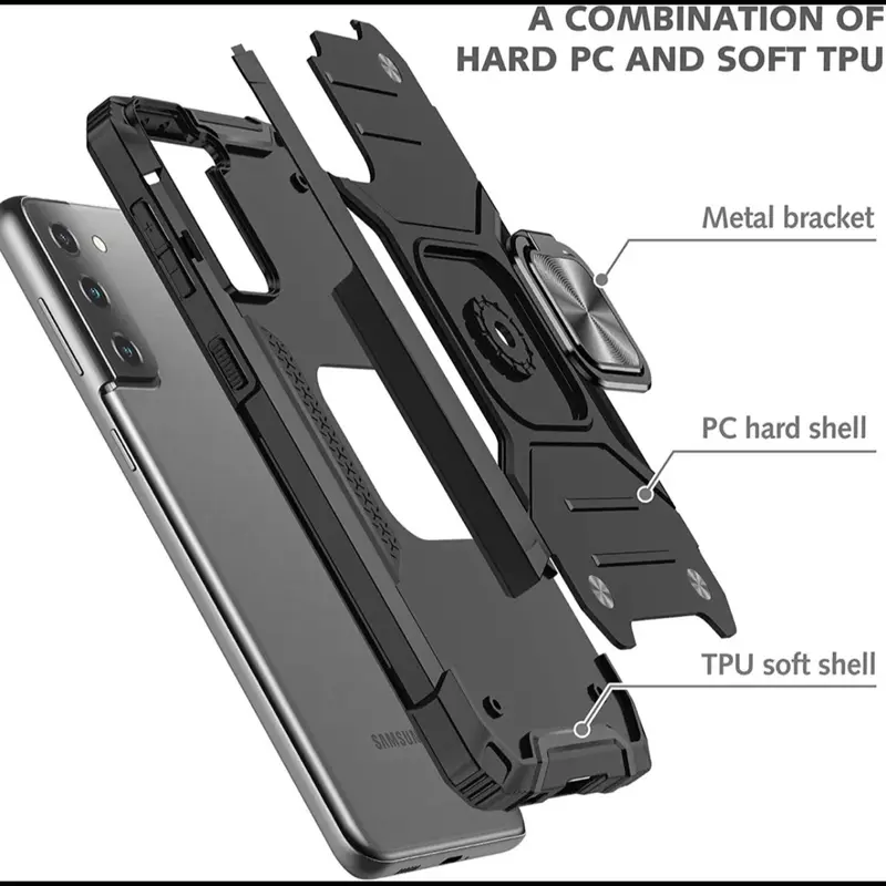 Shockproof Case for Samsung Galaxy S25 S25 Ultra S24 S23 S22 S21 S20 FE Plus Ultra5G Ring Cover Accessories Holder Metal Protection Magnetic Smartphone Protective Handheld Cellphone 7