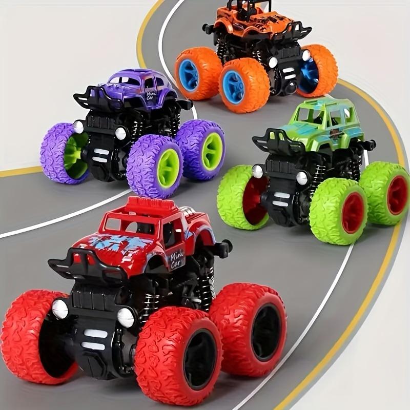 Product Introduction of Monster Truck Playset - Set of 4 Inertia-Driven Vehicles, 360° Stunt Rotation Off-Road Toys, Durable Impact-Resistant, Dual-Direction Friction Powered Trucks for Kids, Perfect for Birthday and Halloween Gifts - Suitable for Ages 3-6 Years 0