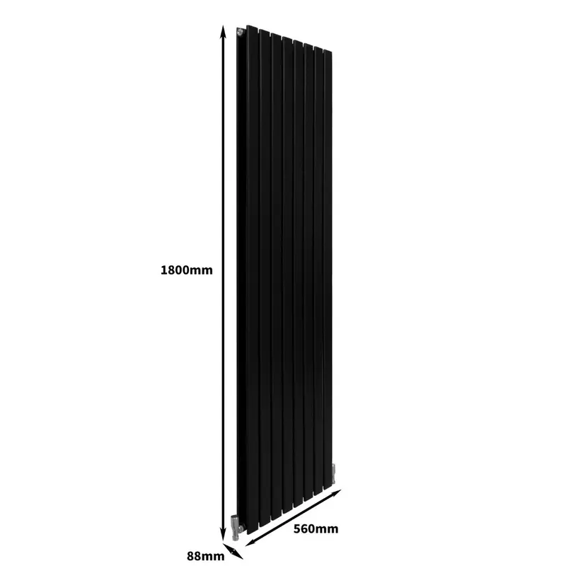 Designer Flat Panel Radiators Matt Black 1800mm x 560mm 7