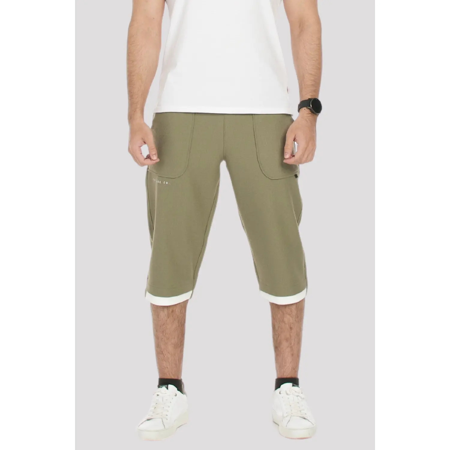 Khaki Textured 3/4 Shorts