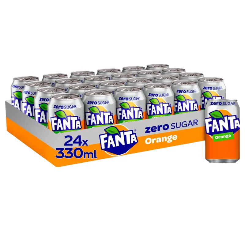 Fanta Orange Zero Sugar Multi Pack/PMP - Pack of 24 x 330ml - No Sugar Beverage 0