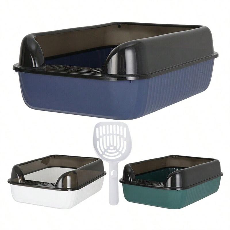 Extra Large Open Cat Litter Box Deep Pan Anti-Splashing Cat Toilet Potty Tray,Anti-Splash Cat Litter Box, Semi-Closed Litter Pan, Litter Box Cleaning Products 4