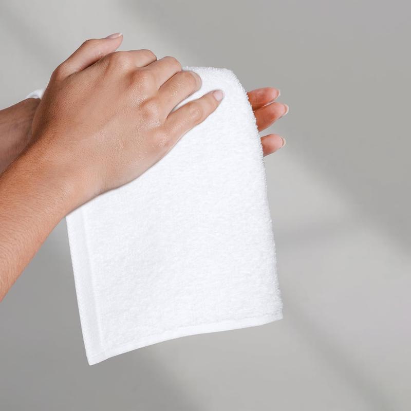 Product Introduction of Face Towels for bathroom, 100% Cotton Extra Absorbent washcloth, Fast Drying - salon towel - 24-Pack, White (30 x 30 cm) 5