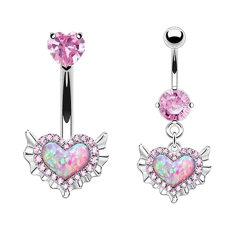1PC Sweet Heart-shaped Belly Button Ring Nipple Rings Lip Nails Ear Bone Studs Piercing Nose Piercing Fake Septum Jewelry 0