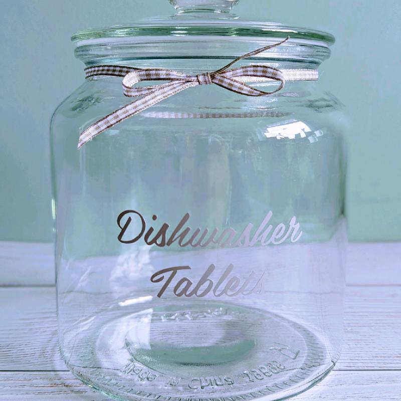 Large Glass Storage Jar for Dishwasher Tablets, Laundry Products, Pantry Dry Food, Custom Label 1.9L Kitchen Containers 3