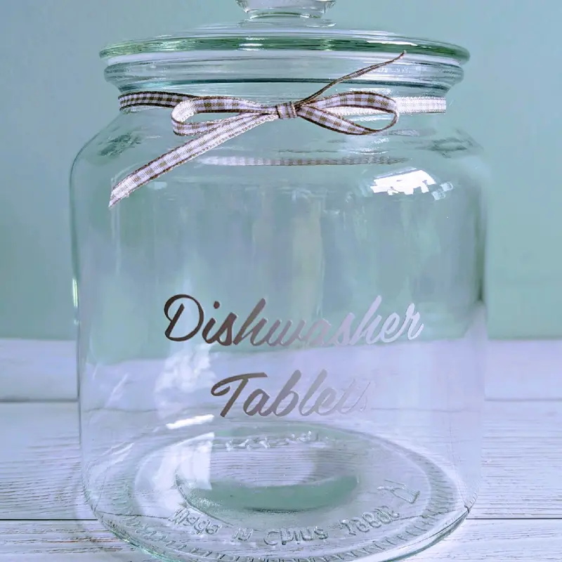 Large Glass Storage Jar for Dishwasher Tablets, Laundry Products, Pantry Dry Food, Custom Label 1.9L Kitchen Containers 3