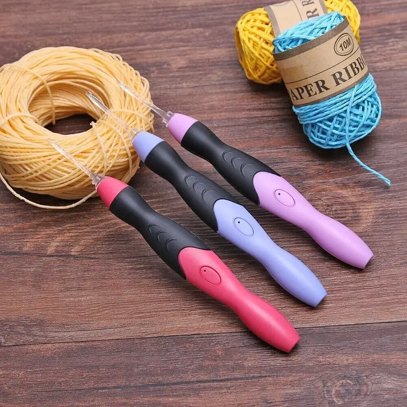 9 in 1 USB Light Up Crochet Hooks Knitting Needles LED Sewing Tools Set Kit UK 8