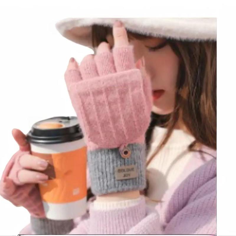 Women Mittens Gloves, Hand Warmers, Half Finger Gloves With Flip Cover for Autumn, Winter Cold Temperatures 1