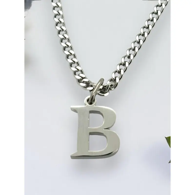 Classic initial necklace in silver or gold tone water resistant 4