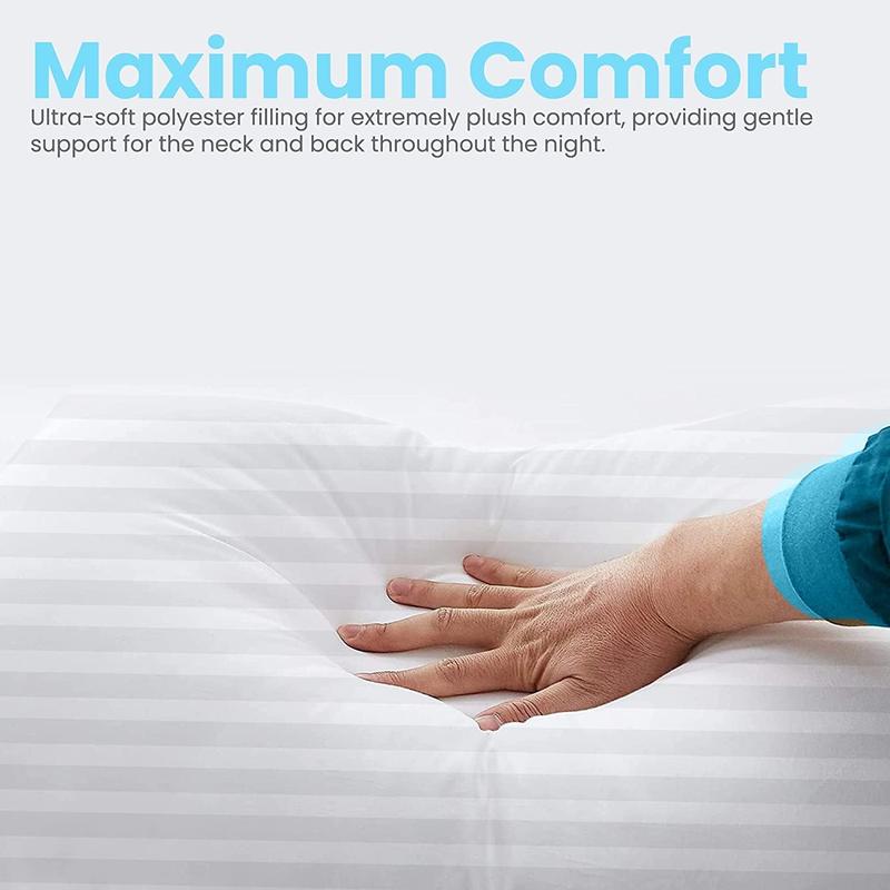4 Pack Stripe Pillows Bounce Back Bed Pillow Restful Sleep Durable and Comfortable 2