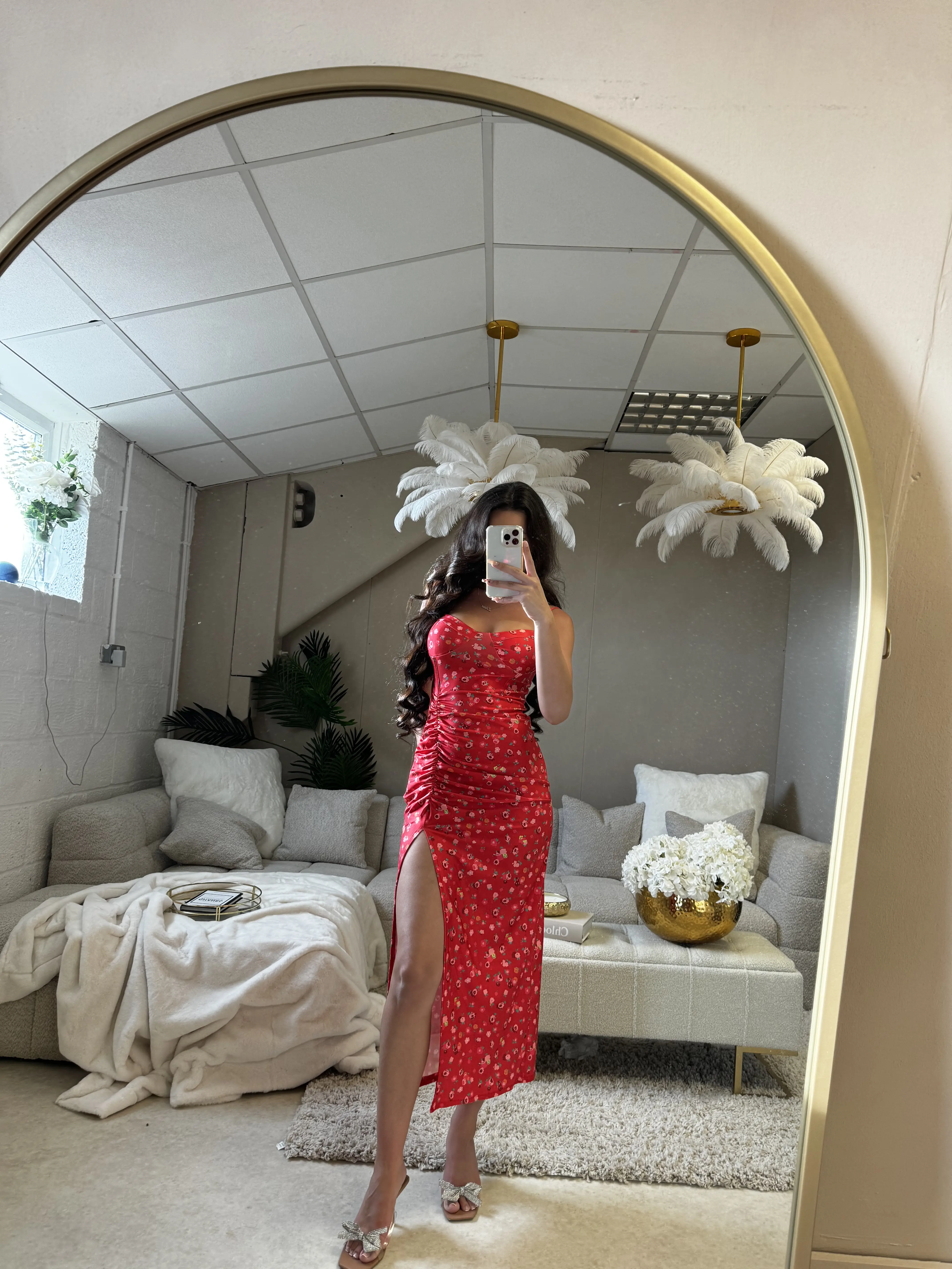 LILIOSA FLORAL MIDI DRESS - EVERYDAY WEAR - HOLIDAY WEAR - HOLIDAY DRESS - FLOWER DRESS Casual Womenswear
