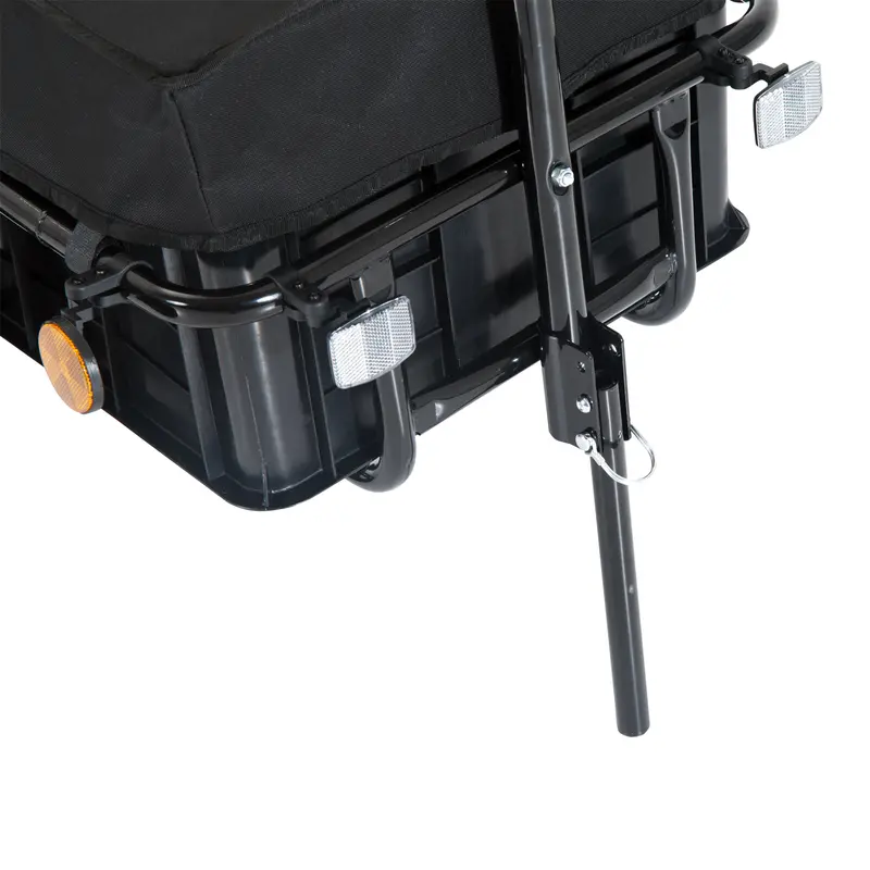 HOMCOM Cargo Trailer Bike Trolley Cart with Handle Removable Rain Cover 70L 7