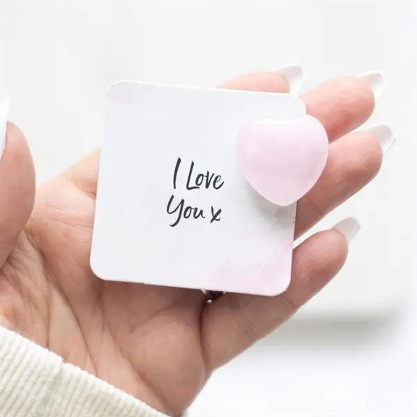 I Love You Rose Quartz Crystal Heart in a Bag 3