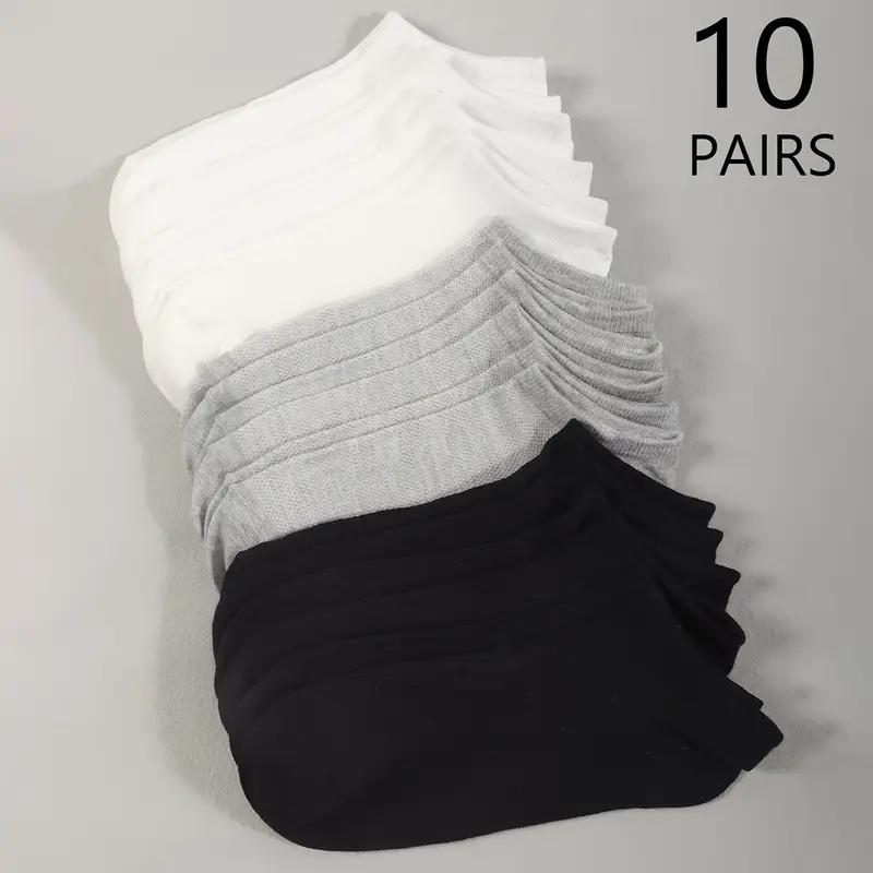 Women's 10 Pairs Plain Ankle Socks, Low Cut Breathable Comfortable Socks For Women, Casual Minimalist Plain Ankle socks, Womenswear  Comfy, Everyday, Simple, School 1