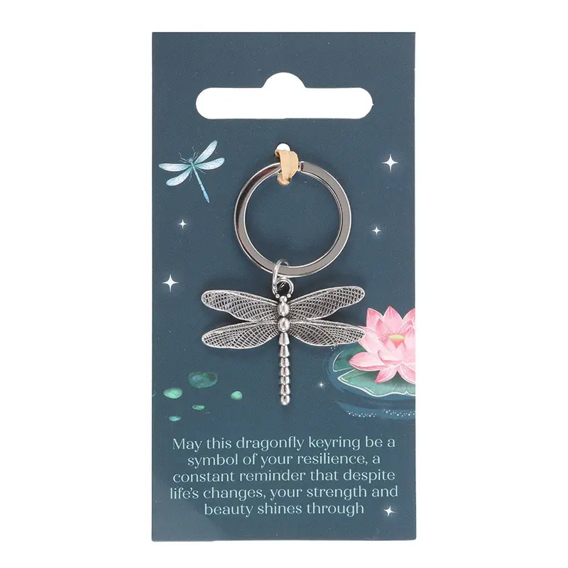 Enhance your everyday essentials with this graceful dragonfly metal keyring. 0