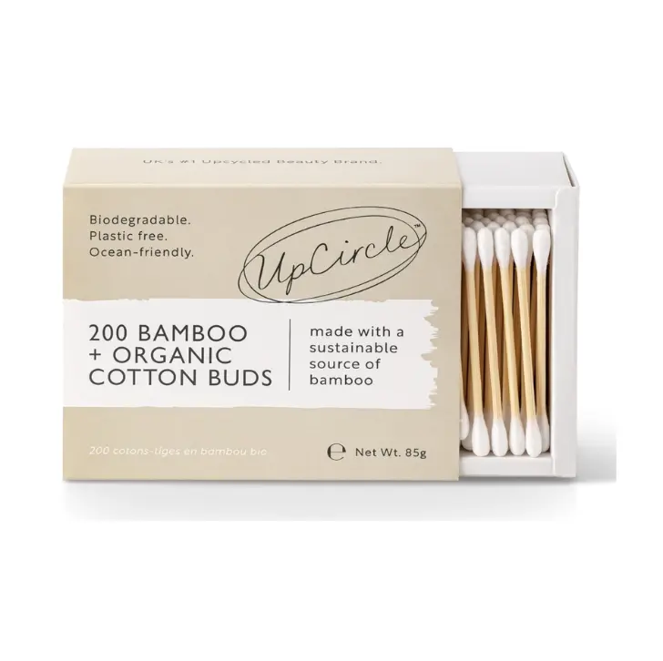 UpCircle Bamboo Cotton Buds - 200 Pcs - Biodegradable, Sustainable, Plastic-Free, Fully Recyclable Ear Buds - Essential for Every Bathroom