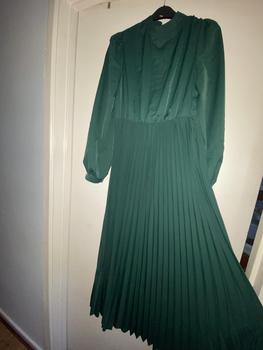 Product Review of Women's Solid Belted Pleated Dress, Elegant Bishop Sleeve Keyhole Back A Line Dress for Spring & Fall, Women's Clothing for Wedding Guest, Dresses for Women from R**r 0