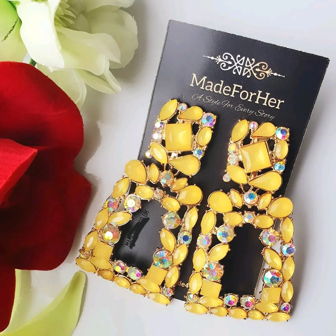 Yellow Bejewelled Bella Earrings