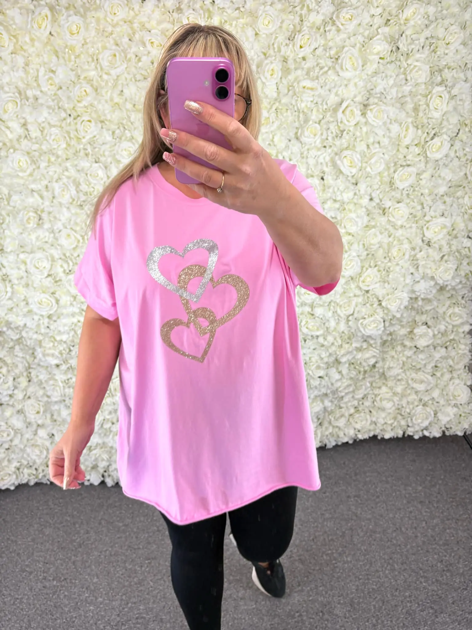 JB TABINA Glitter Heart T-Shirt 14 to 24 Plus Size Curve