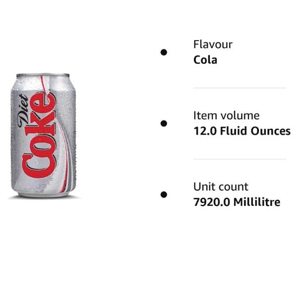 Product Introduction of Diet Coke Zero Sugar 24-Pack Cans | 330ml Each | Vegan, Gluten-Free, No Preservatives | Perfect for Adults - Beverage 6