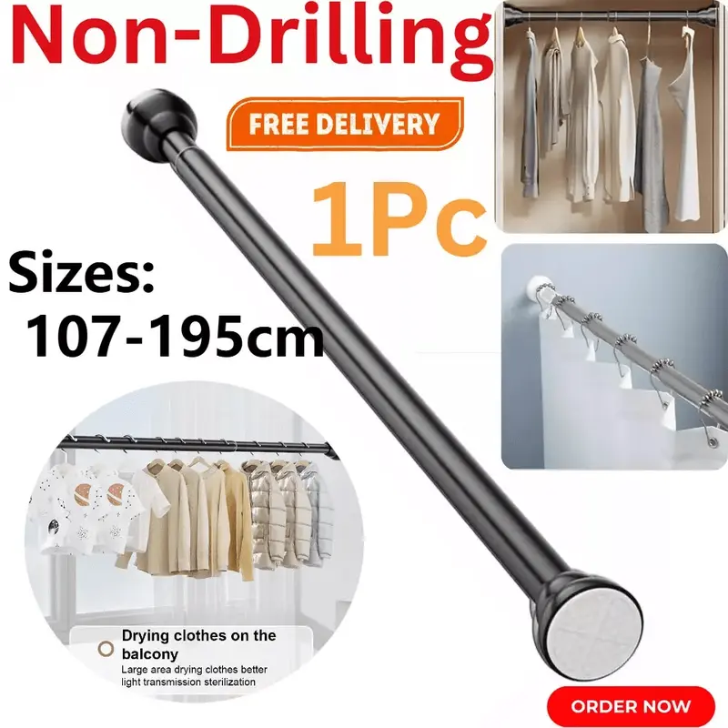 WENI-Heavy Duty Extendable Telescopic Shower Curtain Pole Rail Rod Bath Door Window . Stainless Steel 0