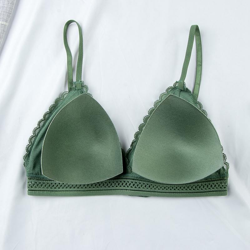 Product Introduction of Women Lace No Steel Ring Bra Beauty Back Wrapped Chest Comfortable Brassiere Stretch Thin Triangle Cup Padded Underwear New 13