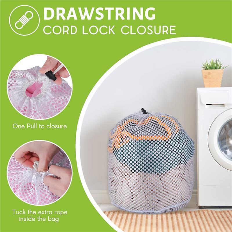Mesh Laundry Washing Bags, 4 Set Thicker Net Laundry Wash Bags for Washing Machine, Delicates Laundry Bags with Drawstring for Underwear, Sock, Bra, Travel Accessories 1