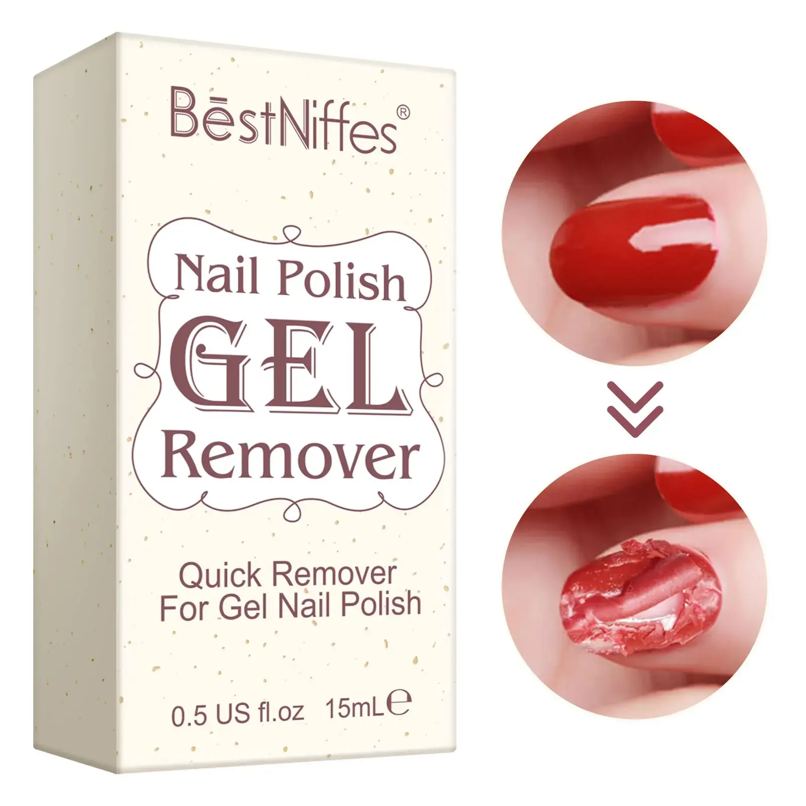 BestNiffes Nail Gel Polish Remover Soak Off Acrylic Manicure Magic Quick Burst Easy Solution to Remove Gel Nails 15ml Nail Care Nail Polish Gentle Nail Care Cotton Pads Nail File UV