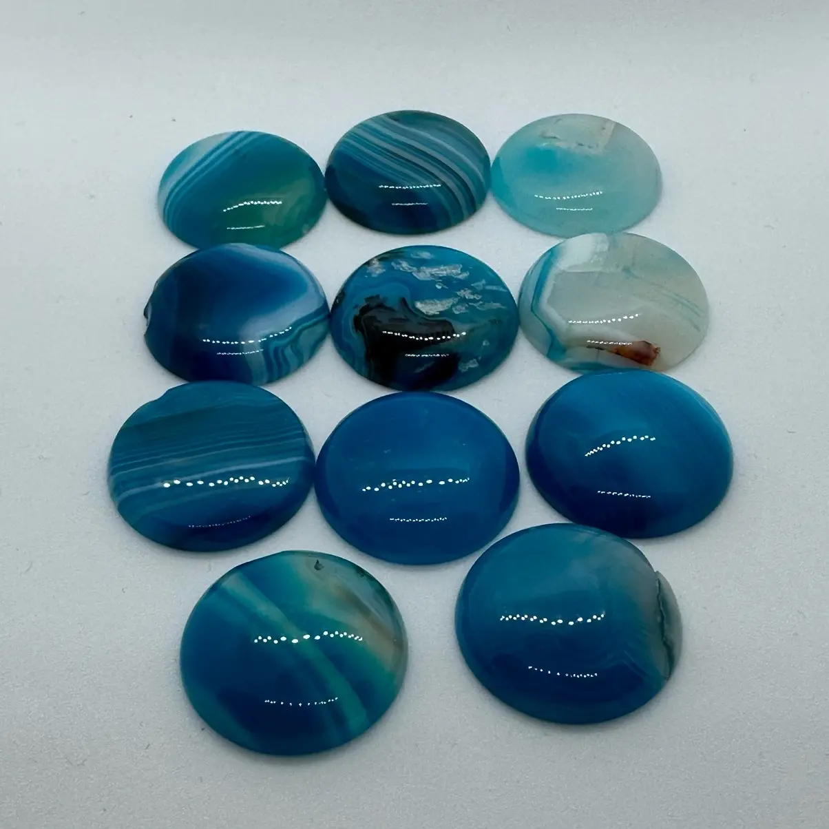 Blue Dyed Agate domed cab