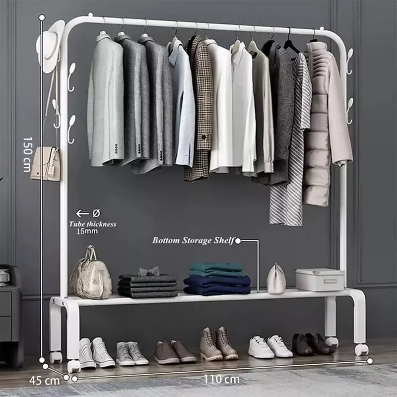 Heavy Duty Metal Single Rail Clothes Garment Hanging Rack Shelf Display Stand ++ 4
