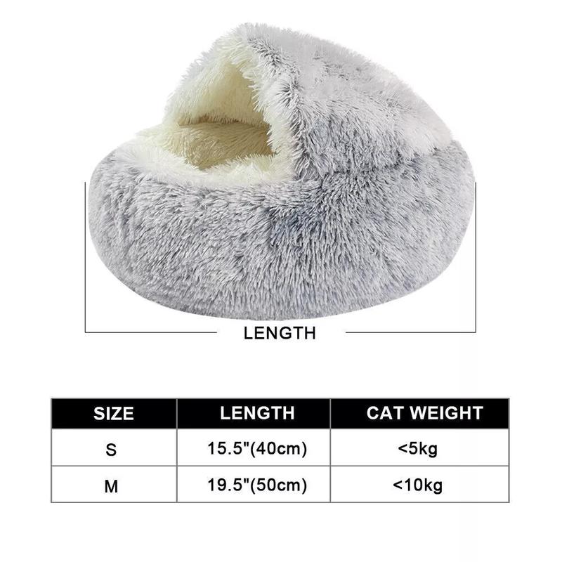 Pet Dog Cat Bed Round Plush Kitten Warm Sleeping Nest Bed Cat Igloo Cave House 8