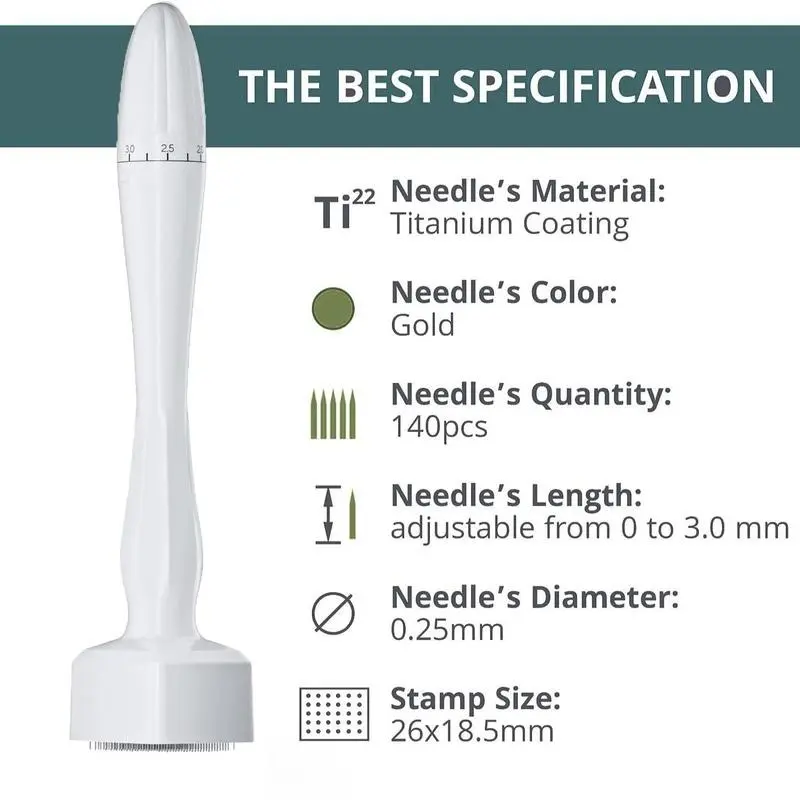 Portable Lightweight Comfort Facial Skincare Derma Roller, Summer Exfoliating Manual Skin Care Tool, Beauty Tiny Plastic Stick Stamp, Adjustable 140 Pins Titanium Stamp, Korean Skincare, Stocking Fillers Gift, Christmas Gift, Christmas Eve Box Fillers 5