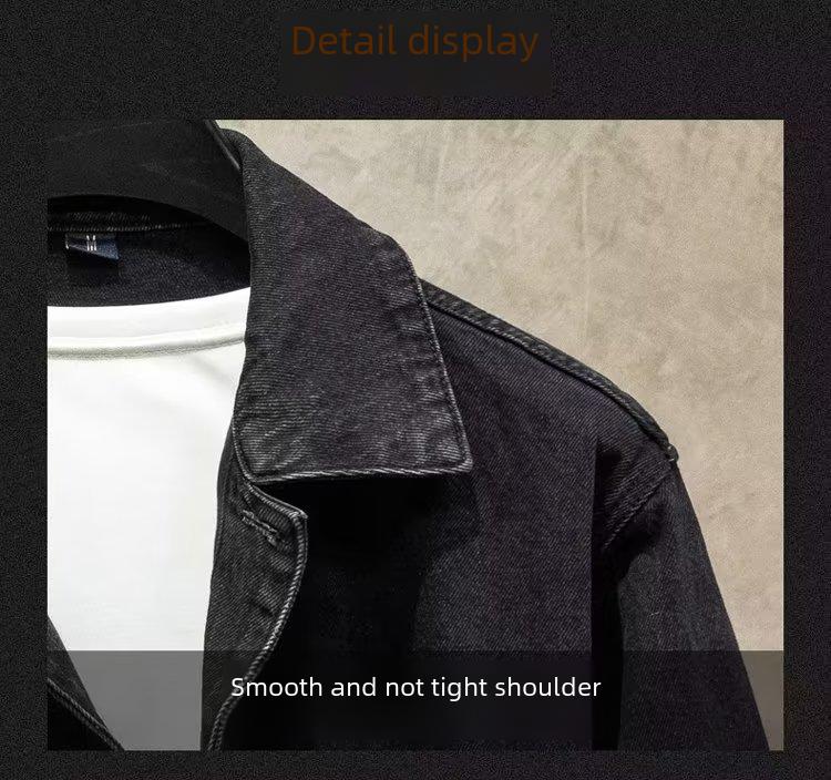 Product Introduction of Men's Loose-fit Trendy Denim Jacket Autumn 2024 New Style Workwear Jacket Regular Length 34