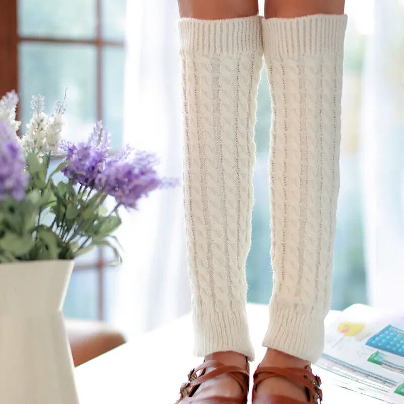 Women's Winter Warm Leg Warmers Ladies Cable Knit Knitted Crochet Cuffs TopperUK Fleece Womenswear