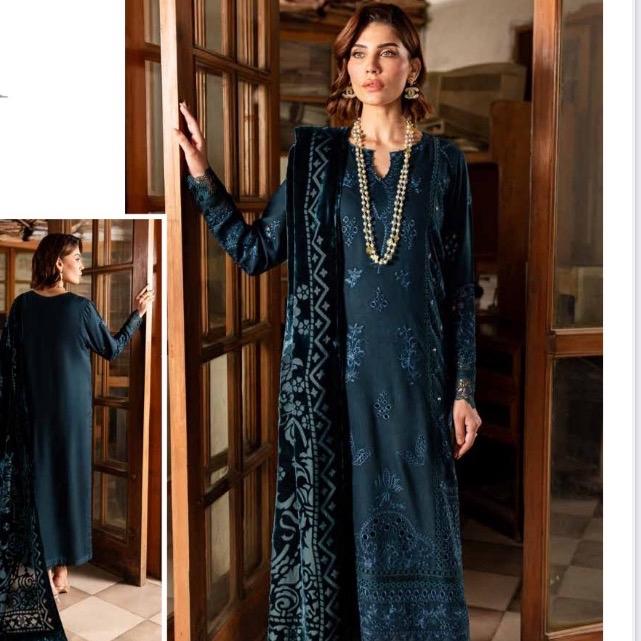 Nureh Luxury Ready to Wear | Tailored Stitched | Embroidered Leather Peach Women's Womenswear Collection with Velvet Palachi Shawl and Dyed Leather Trouser - Soft, Asian Elegance Clothing Embroidery Dress Traditional Comfortable Elegant Suit 1